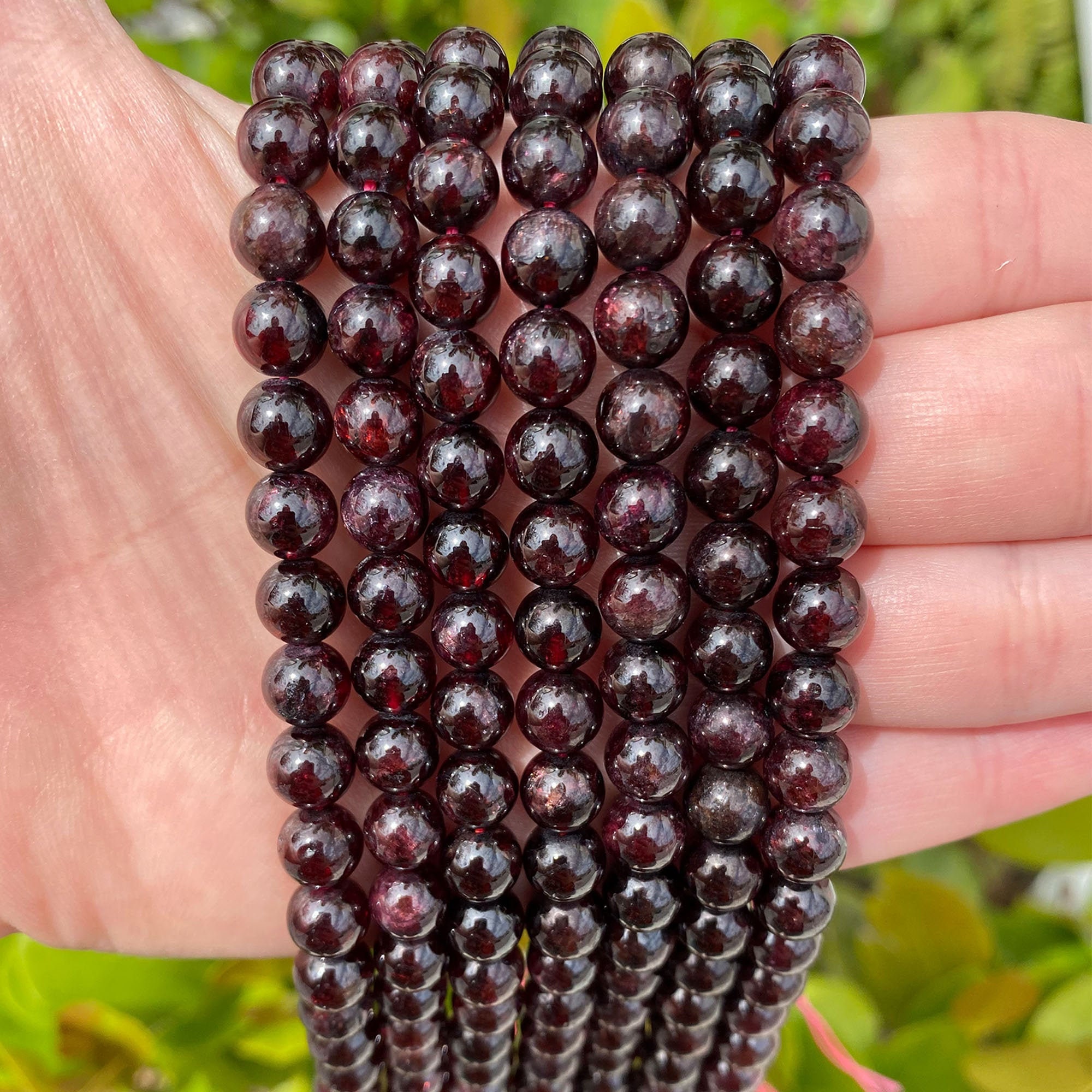 Garnet Beads, Grade A, Polished Round Natural Gemstone Beads, Sold by 15  Inch Strand