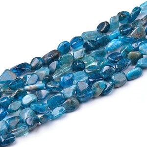 Grade A Natural Blue Apatite Gemstone Nuggets Beads | Sold by 15 Inch Strand | Size 6~8mm | Hole 0.8mm