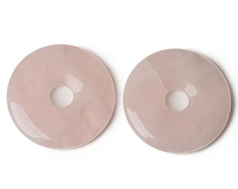 Rose Quartz Donut Pendant | Natural Gemstone Pendant Loose Bead | Sold by Piece | Size 40mm