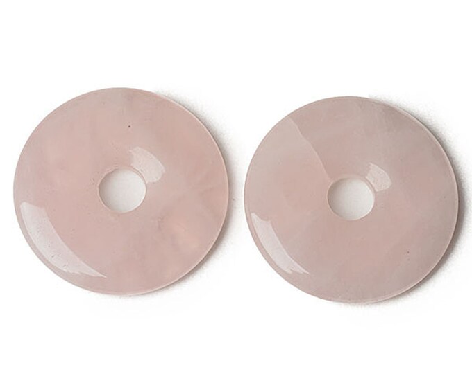 Rose Quartz Donut Pendant | Natural Gemstone Pendant Loose Bead | Sold by Piece | Size 40mm