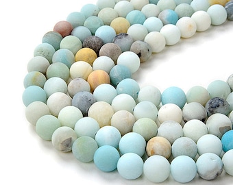 Amazonite Beads | Matte Round Natural Gemstone Beads | Sold by 15 Inch Strand | Size 4mm 6mm 8mm 10mm 12mm
