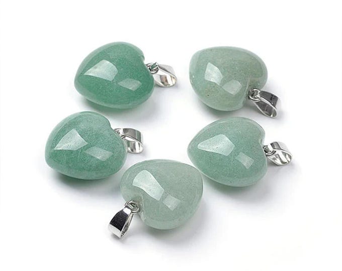 ONE Natural Green Aventurine Heart Gemstone Pendant | Size 20x20x12mm