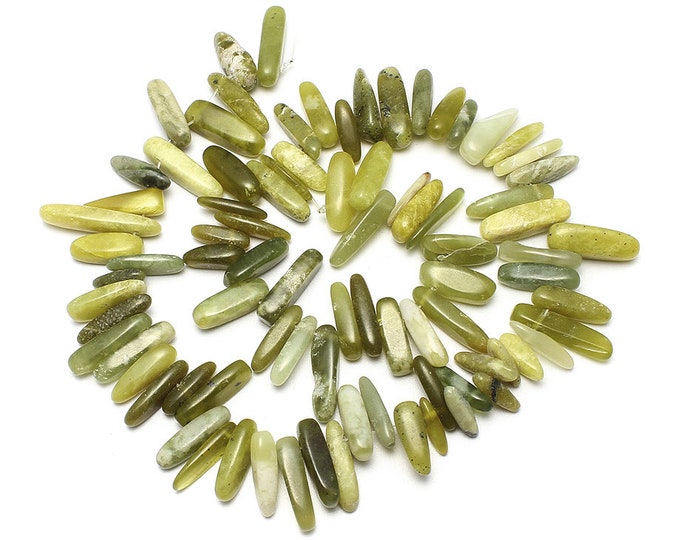 Jade Nuggets Beads | Natural Gemstone Loose Beads | Sold by Strand | Size 5x13x4mm-8x30x8mm