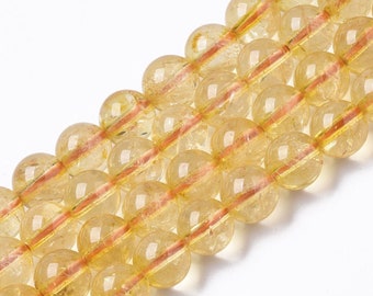 Grade A Natural Citrine Gemstone Round Beads | Sold by 15 inch Strand | Size 6mm 8mm