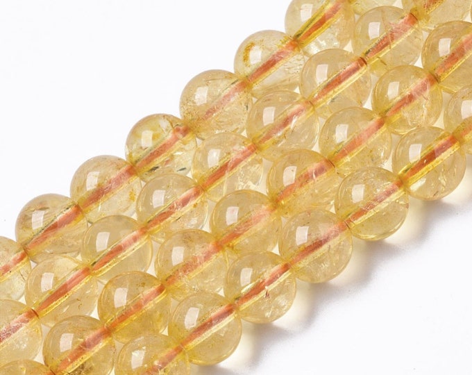 Citrine Beads | Grade A | Round Natural Gemstone Beads | Sold by 15 inch Strand | Size 6mm 8mm