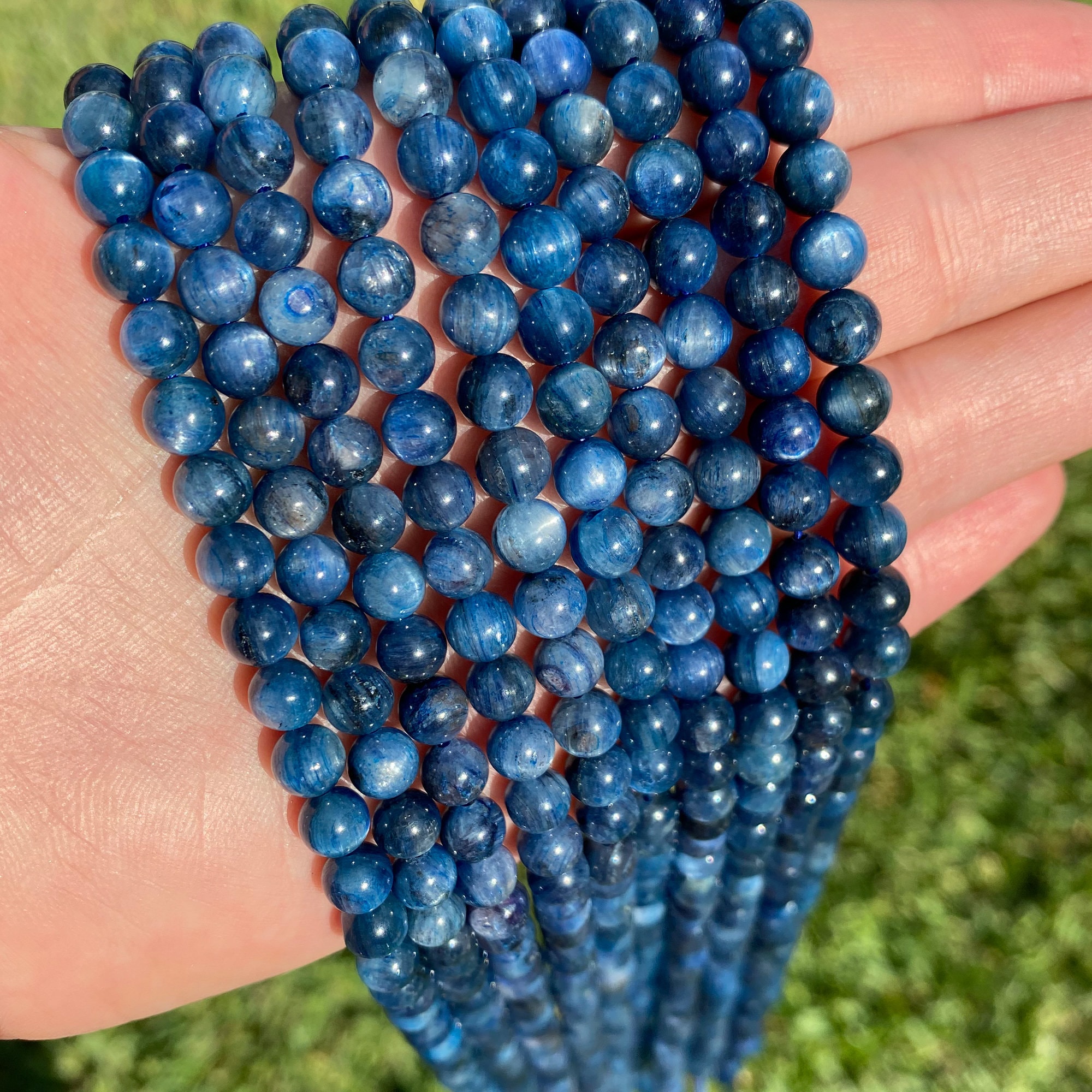 Blue Kyanite Beads Grade AB Natural Gemstone Round Loose Beads