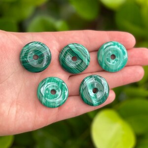 Green Malachite Donut Pendant | Natural Gemstone Pendant Loose Bead | Sold by Piece | Size 25mm