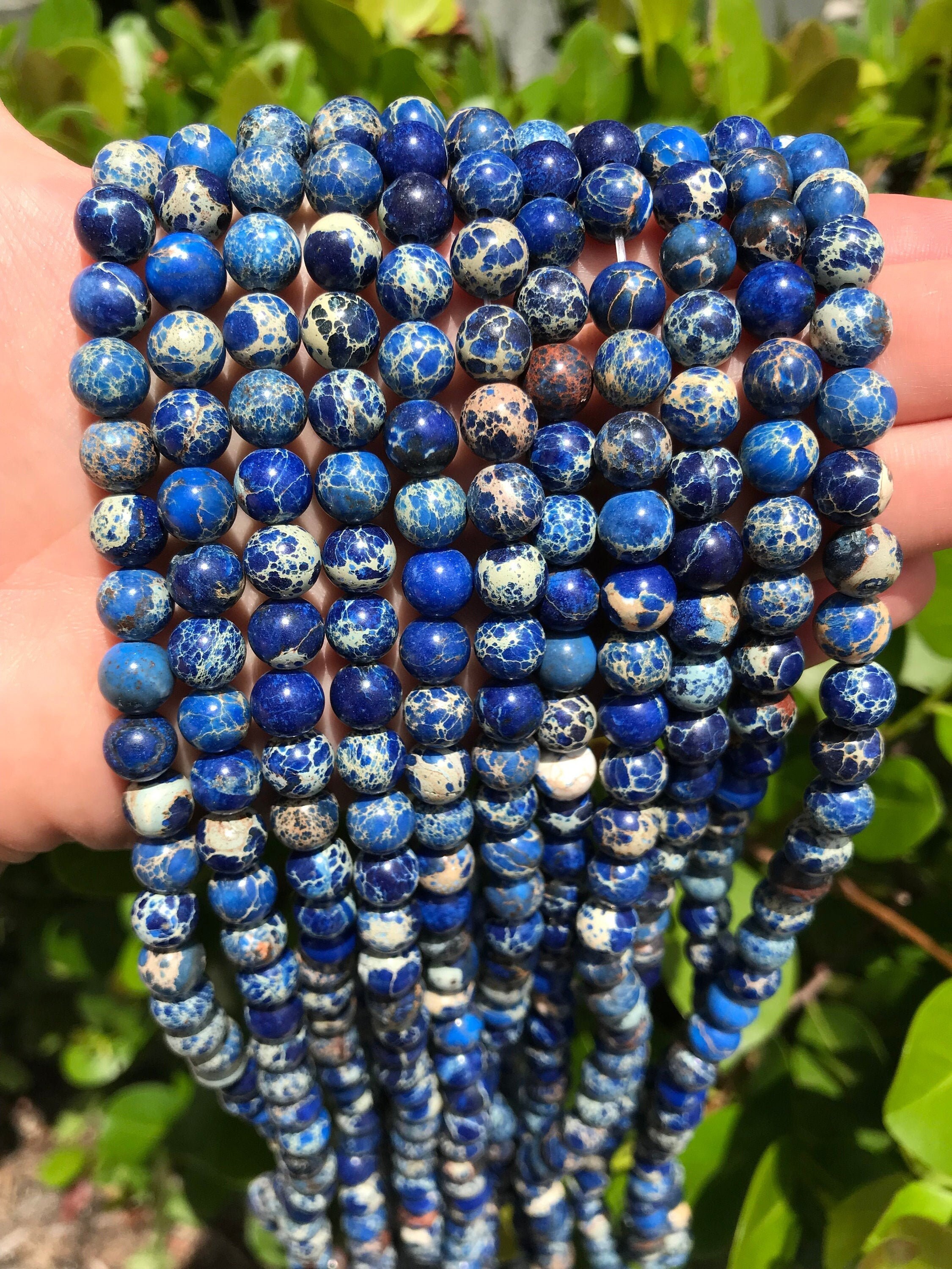 Carolina Blue Sea Sediment Jasper Beads 8mm Round Gemstone 15 Inch Strand