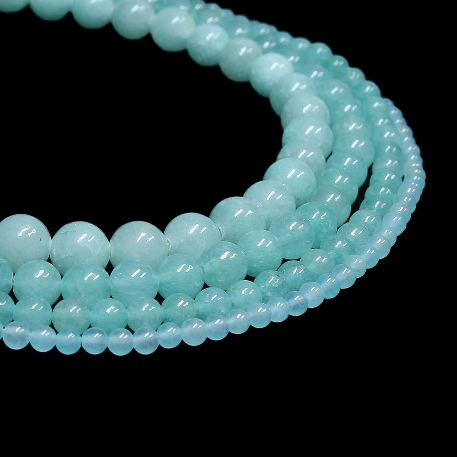 Blue Jade Beads Round Natural Gemstone Beads Sold By 15 Inch Strand