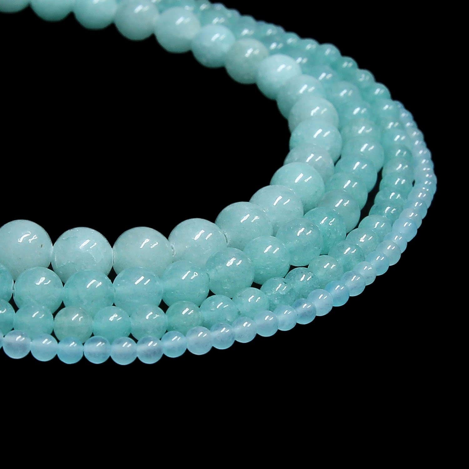 Blue Jade Beads | Round Natural Gemstone Beads | Sold by 15 Inch Strand