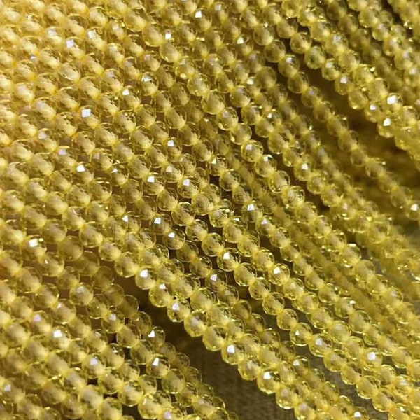 3MM Natural Citrine Gemstone Grade AAA Micro Faceted Round Loose Beads 15.5 inch Full Strand