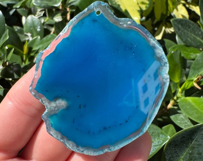 Blue Striped Agate Freeform Slab Gemstone Pendant Focal Bead Size 60-80mm