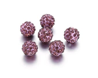 ONE 10mm Loose Shambala Pave Rhinestone Crystal Diamond Clay Pave Bead