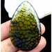Yellow Black Dragon Veins Agate Teardrop Pendant Focal Bead 53x33x8mm