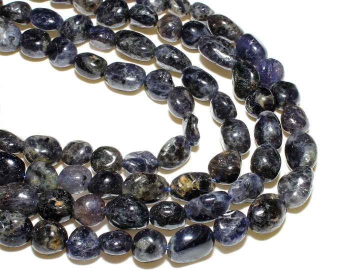 Iolite Nuggets Beads | Grade A | Natural Gemstone Loose Beads | Sold by 15 Inch Strand | Size 8x10mm | Hole 0.8mm