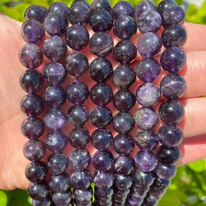 Purple Amethyst Beads Grade A Round Natural Gemstone Loose Beads Sold by 15 Inch Strand Size 4mm 6mm 8mm 10mm 12mm 14mm 10mm