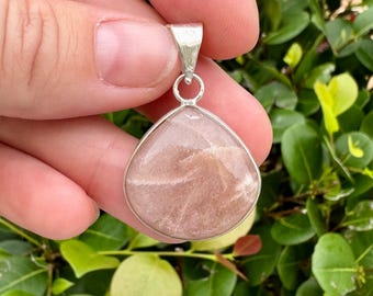 Natural Sunstone Pendants 925 Sterling Silver Plated Boho Style Size 1 Inch