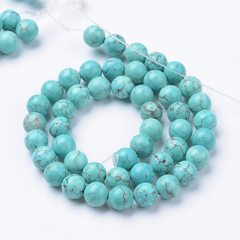 Blue Turquoise Beads Round Natural Gemstone Loose Beads Sold by 15 Inch Strand Size 4mm 6mm 8mm 10mm 12mm image 2