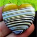 Brown Stripes Agate Heart Pendant Focal Bead 37x35x6mm B09414