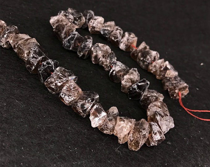 Smoky Quartz Nuggets Beads | Drilled Raw Natural Gemstone Beads | Sold by 7 Inch Strand | Size 6-15mm