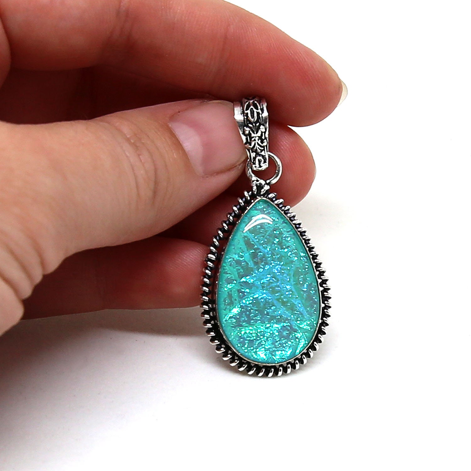 Australian Blue Opal Gemstone Vintage Style .925 Solid Sterling Silver