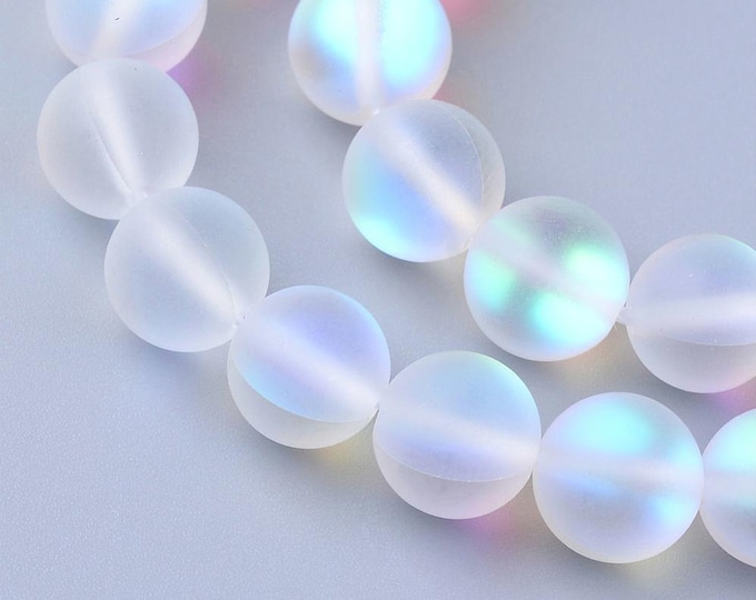 Matte Clear Mystic Aura Quartz Round Beads | Grade AAA | Sold by 15 Inch Strand | Size 6mm 8mm 10mm 12mm