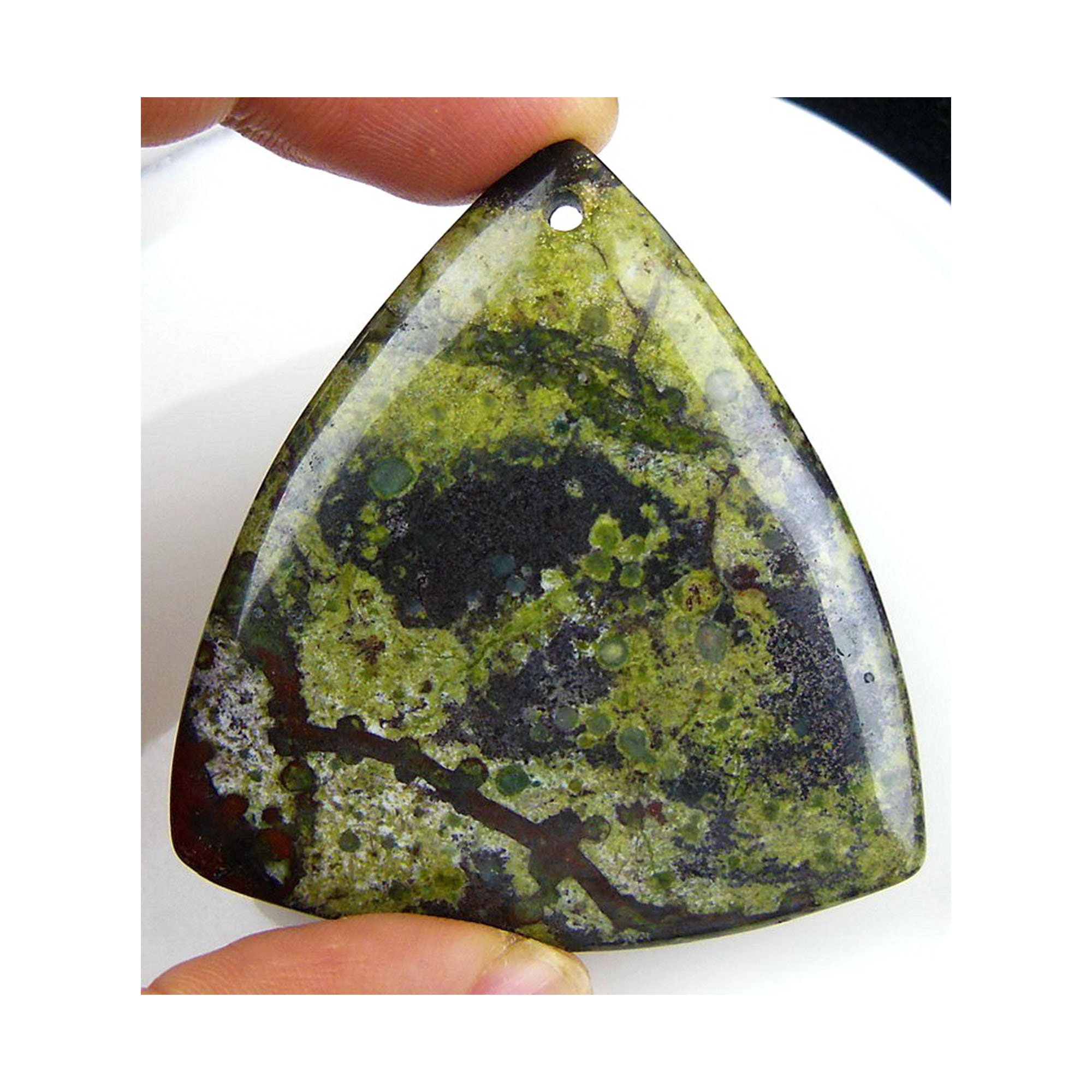 Natural Dragon Blood Triangle Gemstone Pendant Focal Bead 49x45x7mm D23201