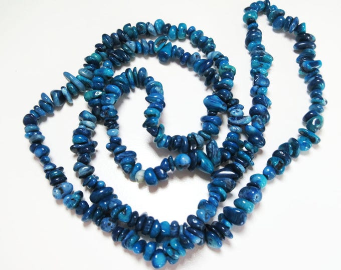 Natural Blue Coral Nuggets Gemstone Beads | Sold by 15 Inch Strand | Size 5-8mm | Hole 1mm