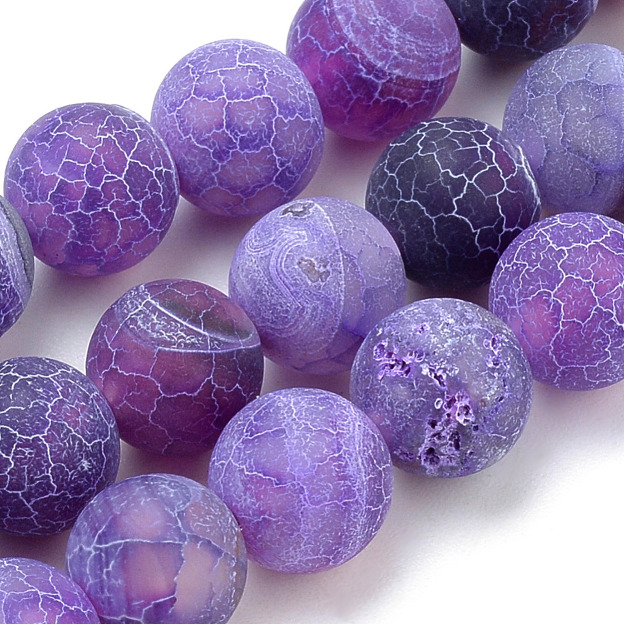 Natural Stone Beads Purple Frost Cracked Dragon Veins Agates - Temu