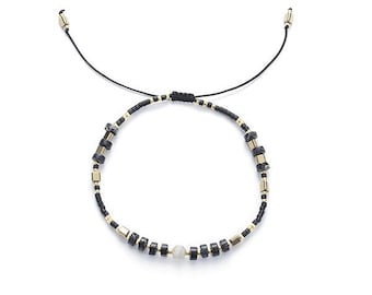 Handmade Adjustable Impression Jasper Wheel, Lapis Lazuli and Miyuki Seed Beads Bracelet