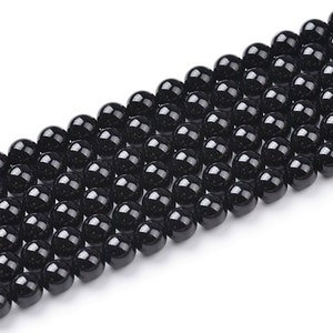 AAA Grade Black Onyx Agate Beads – Round Gemstone Strand (15 in., 4‑16 mm)