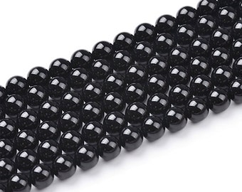 AAA Grade Natural Black Onyx Agate Gemstone Round Beads | Sold by 15 Inch Strand | Size 4mm 6mm 8mm 10mm 12mm 14mm 16mm