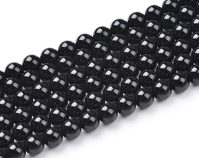 AAA Grade Natural Black Onyx Agate Gemstone Round Beads | Sold by 15 Inch Strand | Size 4mm 6mm 8mm 10mm 12mm 14mm 16mm