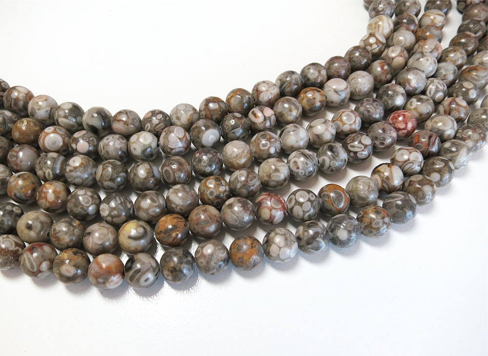 Ocean Fossil Jasper Beads Maifan Jasper Beads Round Natural