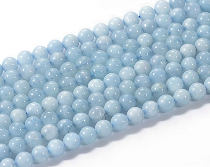 AA Grade Natural Blue Aquamarine Gemstone Round Beads | Sold by 15 Inch Strand | Size 4mm 6mm 8mm 10mm 12mm