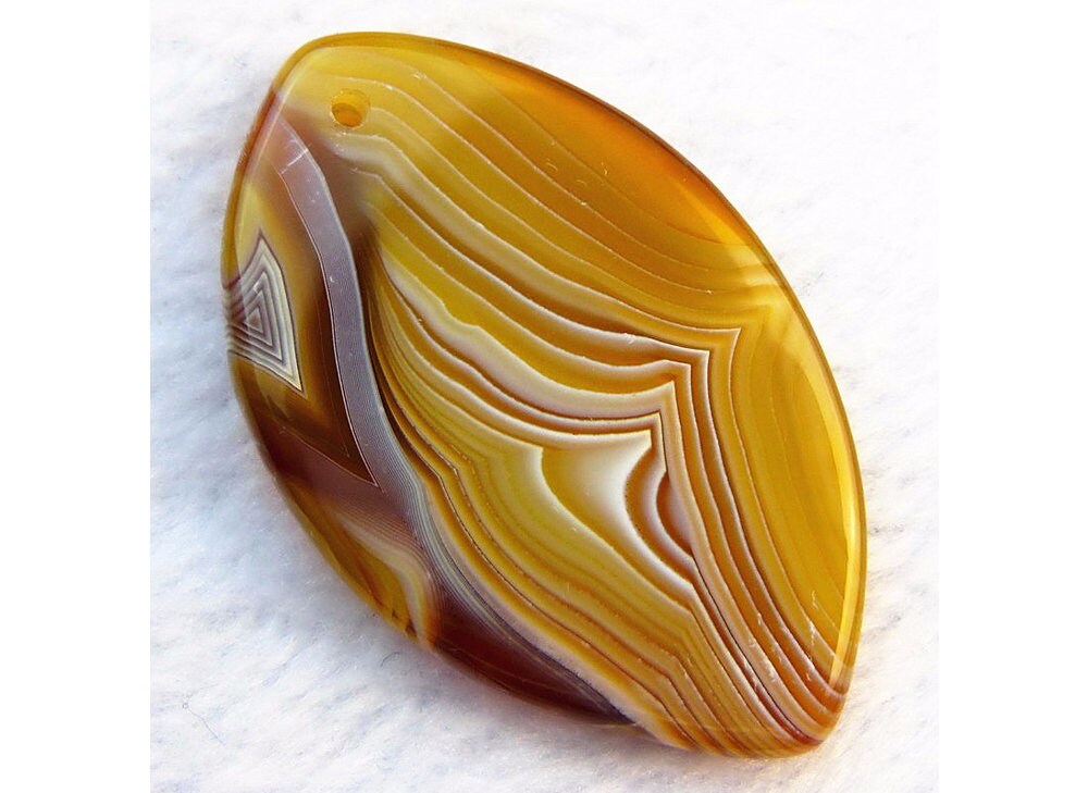 Natural Brown Yellow Stripes Agate Horse Eye Gemstone Pendant Focal Bead 50x31x7mm B09422