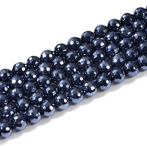 Black Onyx Agate Beads | Grade AAA | Faceted Round Plated Natural Gemstone Loose Beads | Sold by 15 Inch Strand | Size 6mm 8mm 10mm