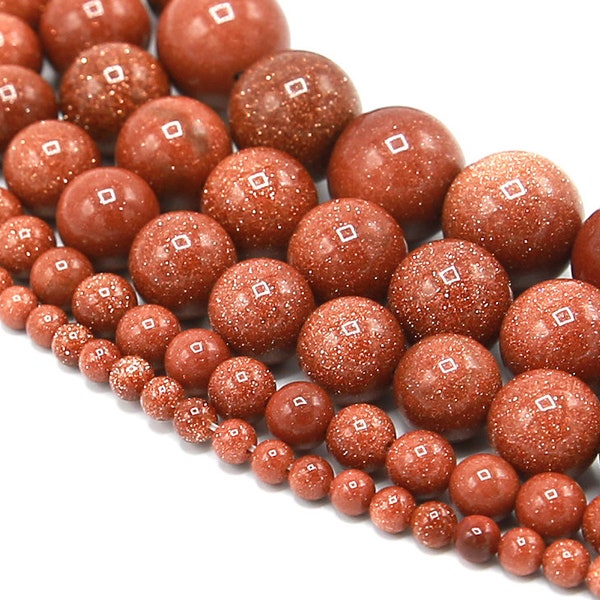 Goldstone Beads | Sandstone Beads | Round Synthetic Gemstone Loose Beads | Sold by Strand | 4mm 6mm 8mm 10mm 12mm 14mm