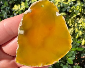 Natural Yellow White Striped Agate Freeform Slab Gemstone Pendant Focal Bead Size 60-80mm