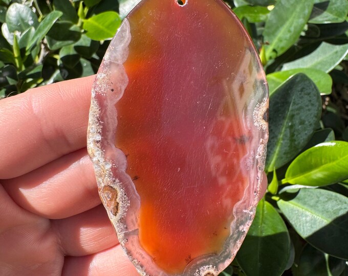Brown Striped Agate Gemstone Freeform Plate Slab Pendant Focal Bead Size 60-80mm