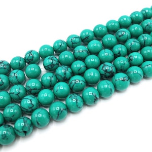 Green Turquoise Beads | Round Synthetic Gemstone Loose Beads | Sold by Strand | Size 4mm 6mm 8mm 10mm