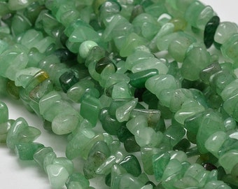 Green Aventurine Nugget Beads: Natural Gemstone, 33 Inch Strand