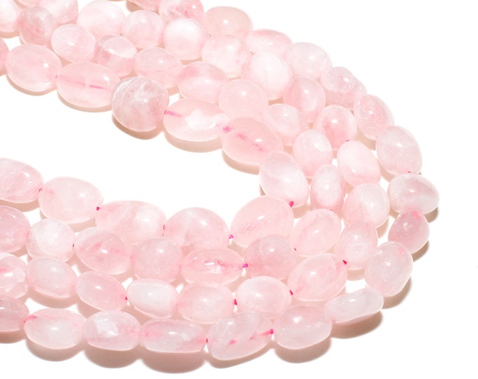 Rose Quartz Nuggets Beads | Natural Gemstone Loose Beads | Grade A | Sold by 15 Inch Strand | Size 8x10mm | Hole 0.8mm