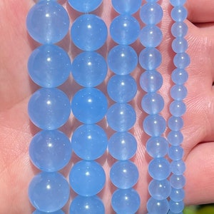 Cornflower Blue Jade Beads Round Natural Gemstone Beads Sold by 15 Inch Strand Size 4mm 6mm 8mm 10mm 12mm image 2