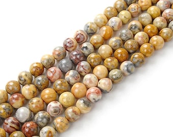 Natural Crazy Lace Agate Gemstone Round Beads - 15 Inch Strand