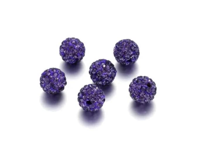 ONE 12mm Loose Shambala Pave Rhinestone Crystal Diamond Clay Pave Bead