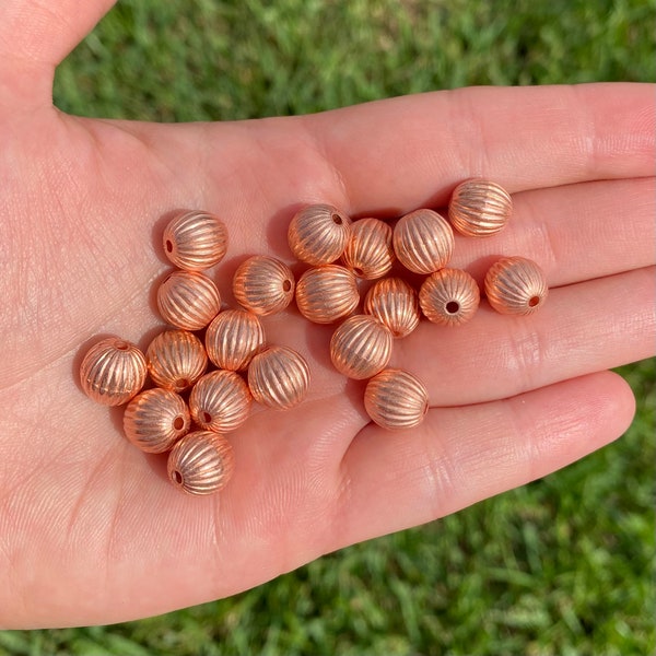 Copper Color Acrylic Brushed Round Beads | Spacer Loose Beads | Sold by Lot 50 Pcs | Size 10mm | Hole 1mm