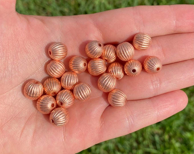 Copper Color Acrylic Brushed Round Beads | Spacer Loose Beads | Sold by Lot 50 Pcs | Size 10mm | Hole 1mm