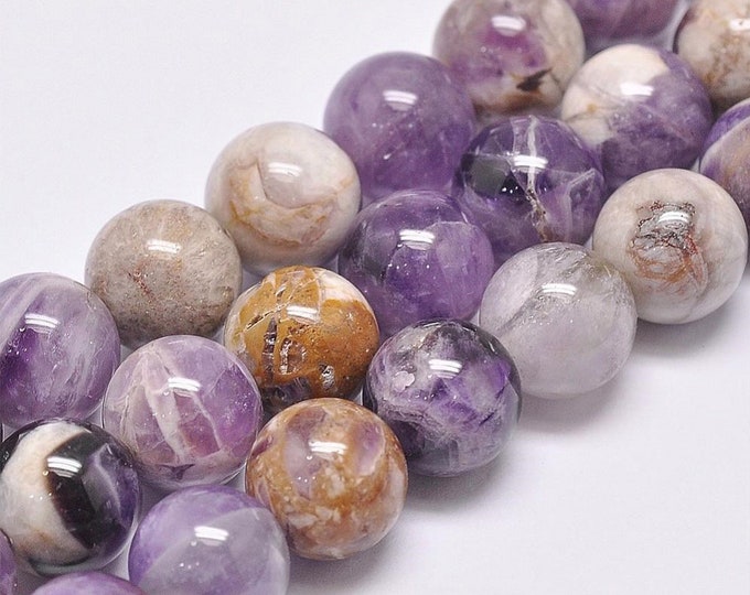 Natural Amethyst Round Beads | Natural Gemstone Loose Beads | Sold by 7 inch Strand | Size 12mm | Hole 1mm