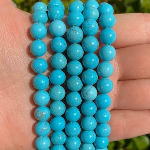 Blue Turquoise Beads Round Natural Gemstone Loose Beads Sold by 15 Inch Strand Size 4mm 6mm 8mm 10mm 12mm image 5